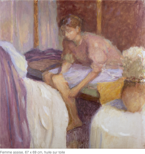 Femme assise, 67 x 69 cm, huile sur toile