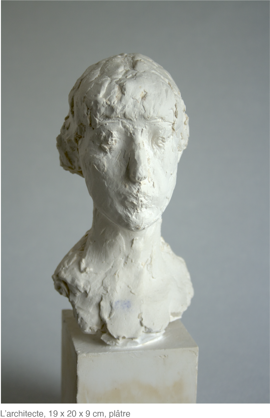 L’architecte, 19 x 20 x 9 cm, plâtre