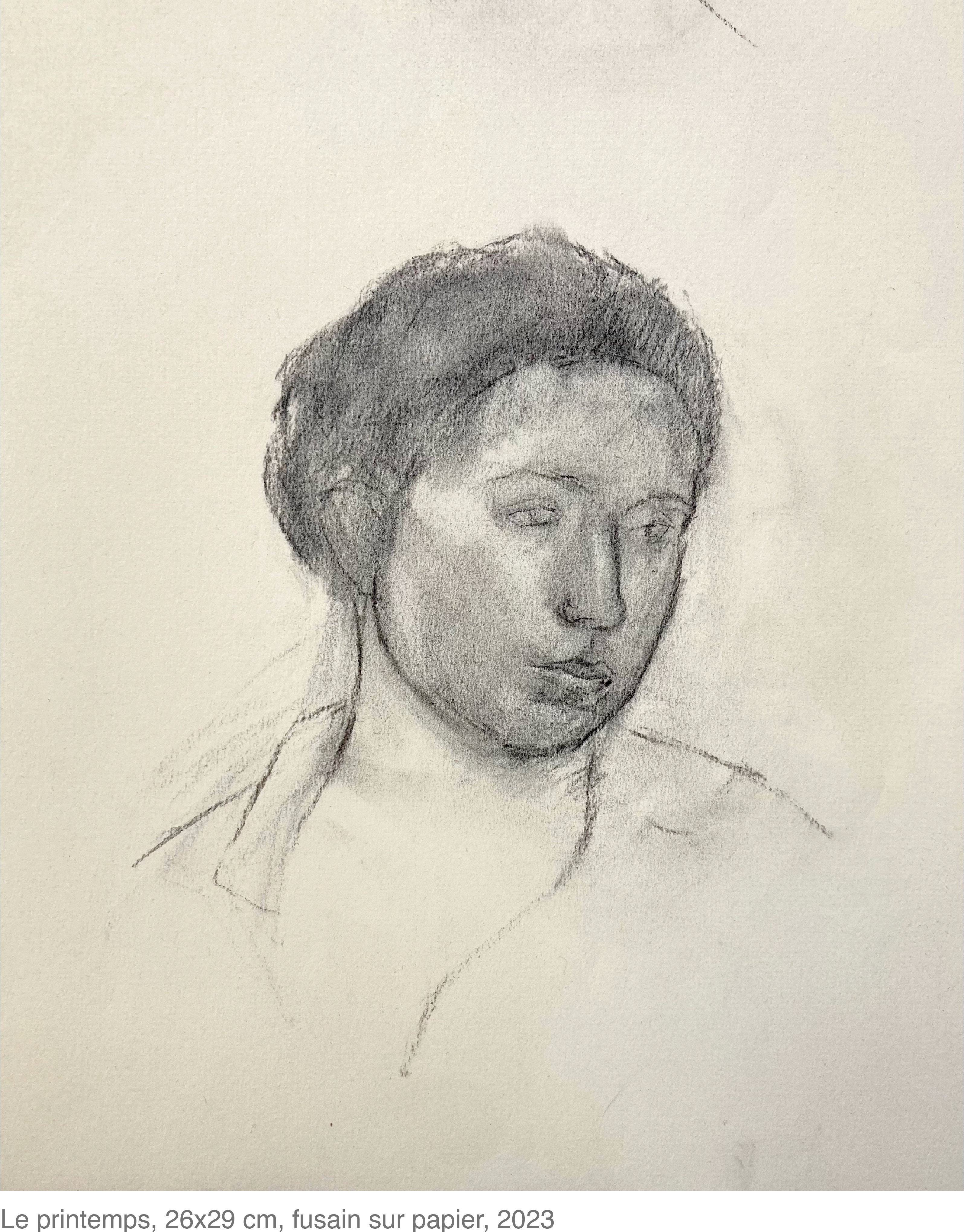 0.Le printemps, 26x29 cm, fusain sur papier, 2023