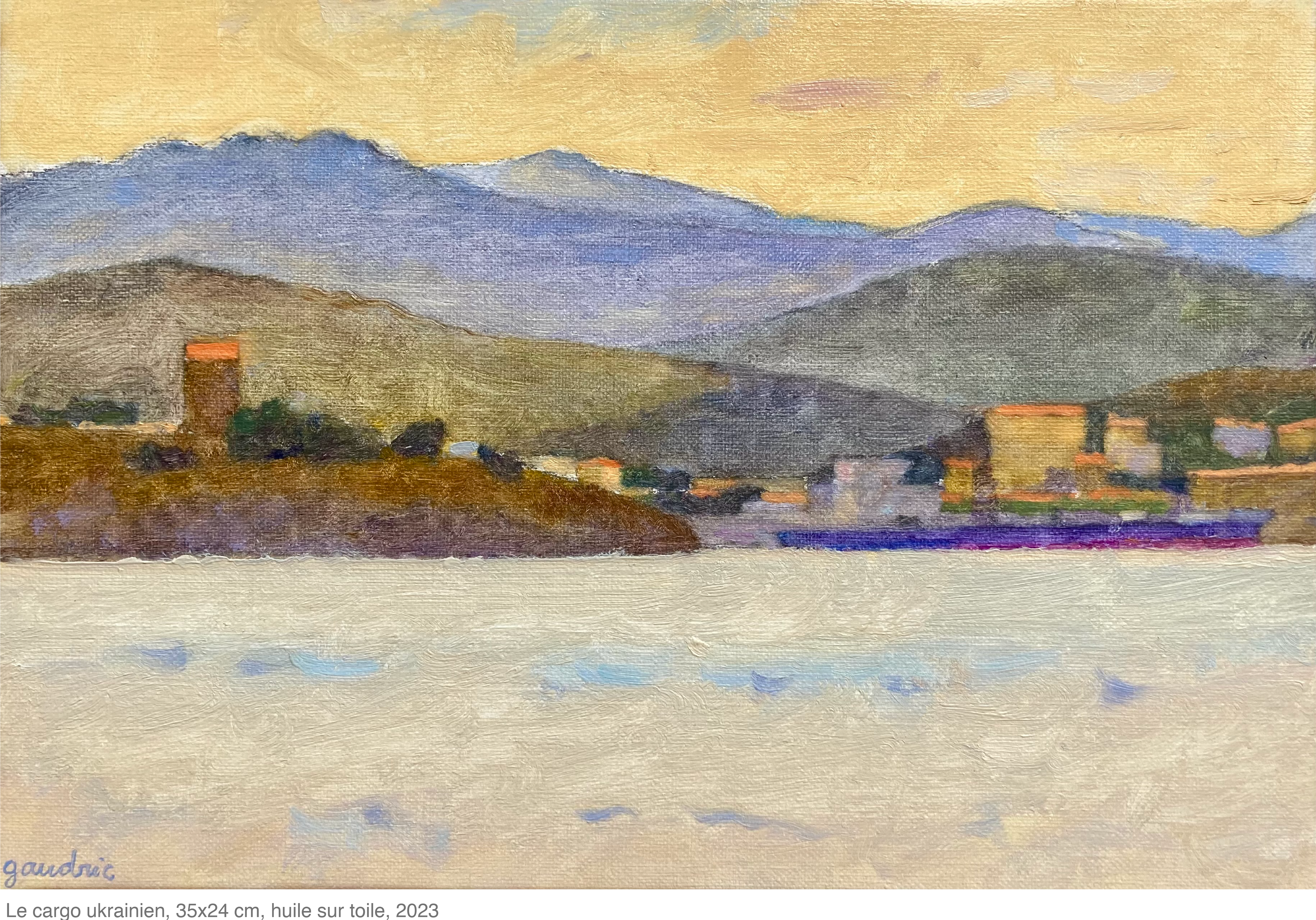 17.2.Le cargo ukrainien, 35x24 cm, huile sur toile, 2023